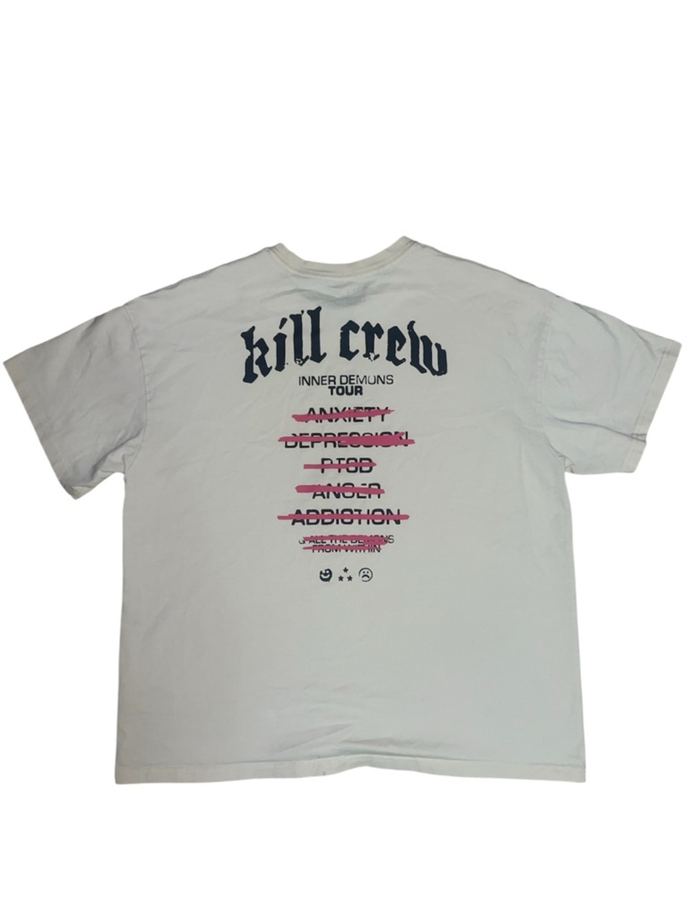 Kill Crew White Short-Sleeve Graphic Tour Tee with Black & Pink Print